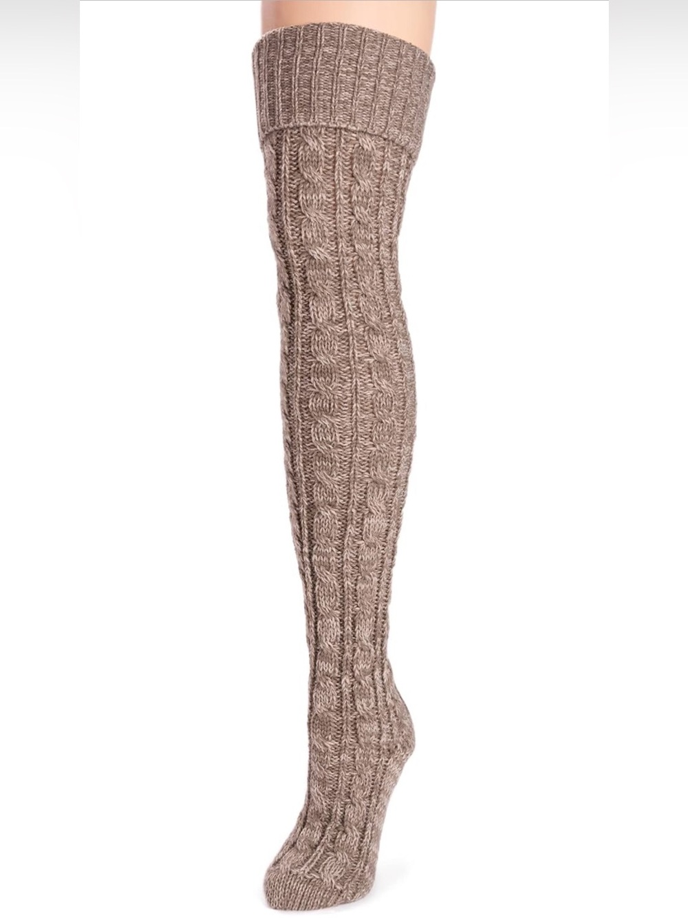 NWT Muk Luks Taupe Cable Knit Over the Knee Socks